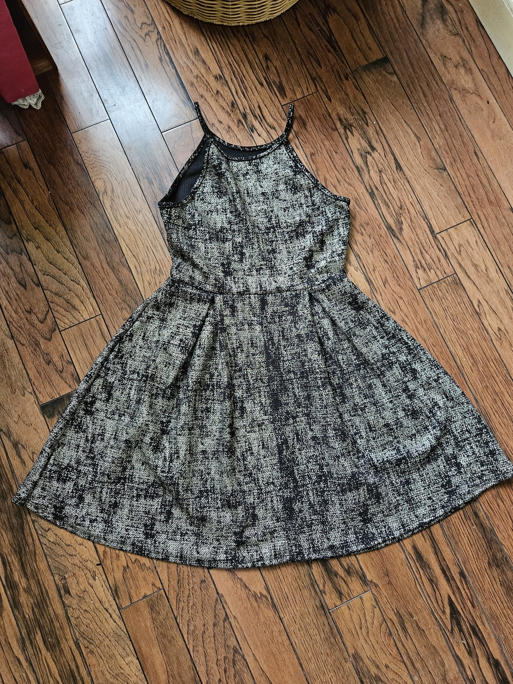 Soprano Black and Gold Textured Girls Dress